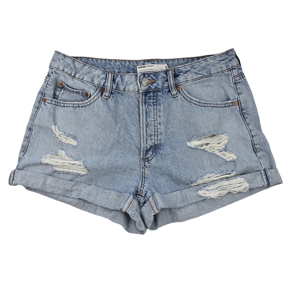 Garage Denim Ex-Boyfriend Shorts Women 5 27 Blue Distressed High Rise